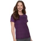Petite Croft & Barrow&reg; Mixed Lace Short Sleeve Tee, Women's, Size: L Petite, Drk Purple