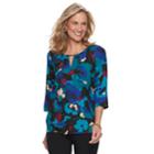 Women's Dana Buchman Metal-accent Keyhole Top, Size: Large, Dark Blue