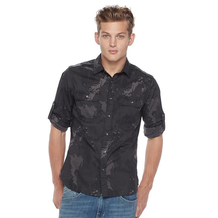 Men's Rock & Republic Disruptive Stretch Button-down Shirt, Size: Large, Oxford
