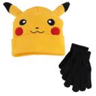 Boys Pokemon Pikachu Hat & Gloves Set, Multicolor