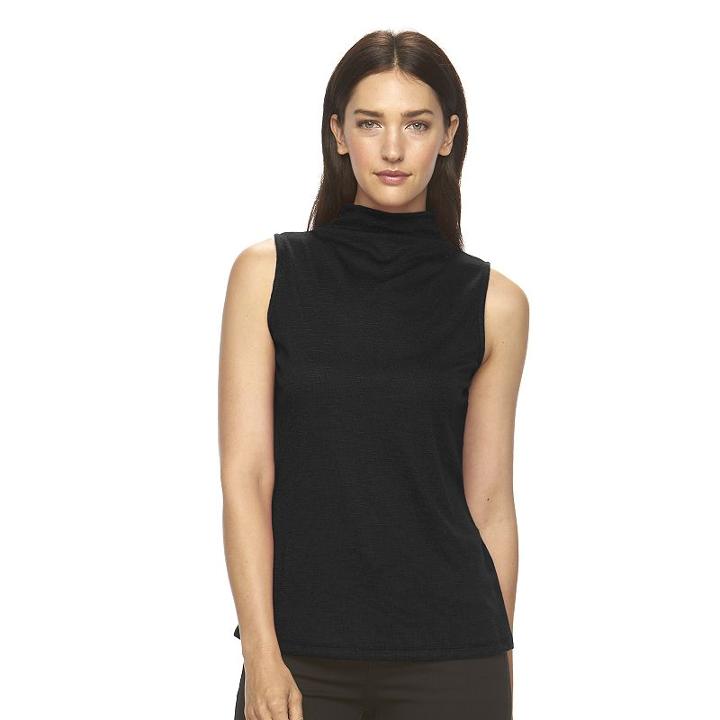 Women's Apt. 9&reg; Ribbed Mockneck Top, Size: Small, Black