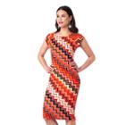 Women's Indication By Eci Chevron Midi Dress, Size: 10, Orange Oth