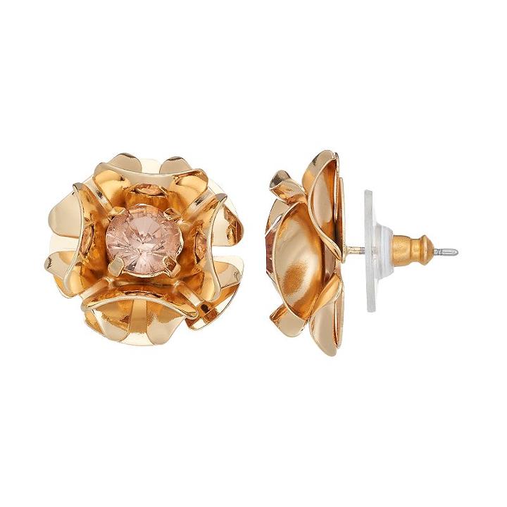 Simply Vera Vera Wang Nickel Free Pink Stone Flower Stud Earrings, Women's, Light Pink
