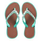 Gilrls 4-16 Rhinestone Jelly Flip Flops, Girl's, Size: 1/2, Lt Green