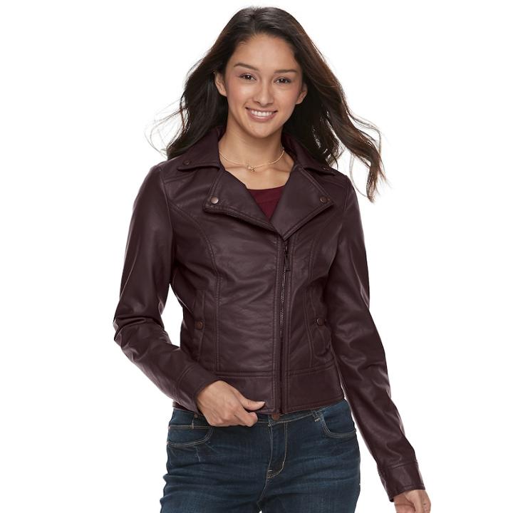 Juniors' J-2 Moto Faux-leather Jacket, Teens, Size: Xl, Med Brown