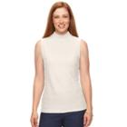 Petite Dana Buchman Sleeveless Mockneck Sweater, Women's, Size: M Petite, White