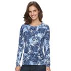 Women's Croft & Barrow&reg; Classic Crewneck Tee, Size: Medium, Blue (navy)