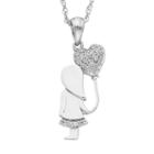 Charming Moments Sterling Silver 1/10 Carat T.w. Diamond Girl With Heart Balloon Necklace, Size: 18, White