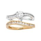 Two Tone 14k Gold 1 Carat T.w. Igl Certified Diamond Interlocking Engagement Ring Set, Women's, Size: 9, White