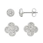 Duchess Of Dazzle Crystal Silver-plated Clover Stud Earring Set, Women's, Grey