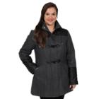 Plus Size Excelled Hooded Toggle Wool-blend Coat, Women's, Size: 3xl, Dark Grey