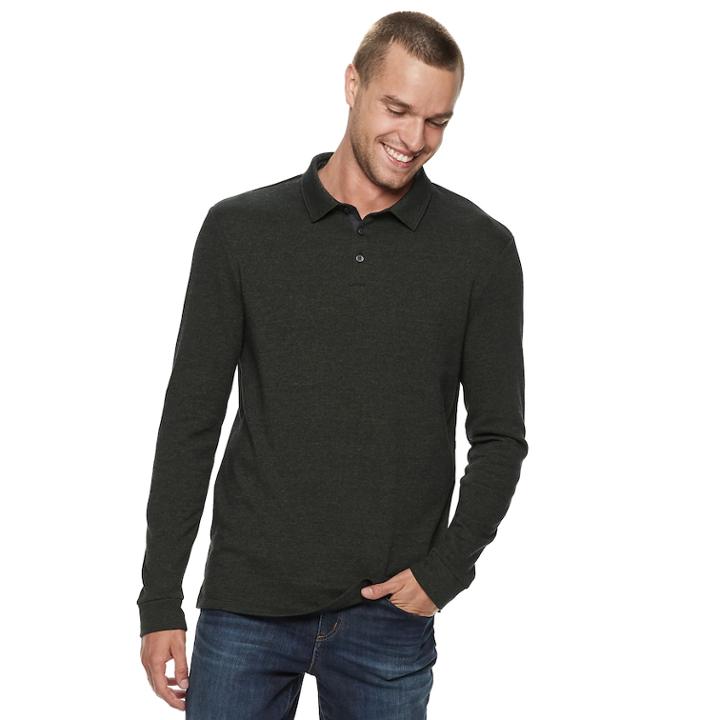 Men's Marc Anthony Slim-fit Sweater Slubbed Polo, Size: Medium, Green