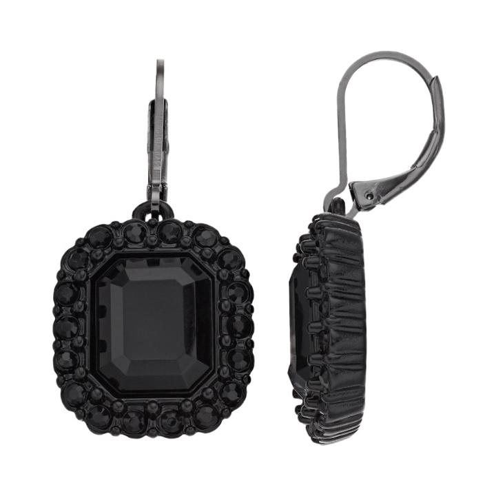 Simply Vera Vera Wang Black Cushion Halo Drop Earrings, Women's