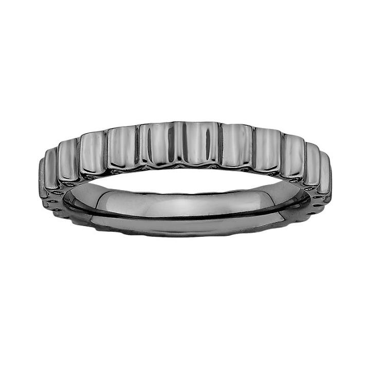 Stacks And Stones Ruthenium-plated Sterling Silver Beveled Stack Ring, Women's, Size: 8, Black