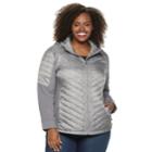 Plus Size Be Boundless Hooded Mixed-media Jacket, Women's, Size: 2xl, Grey (charcoal)