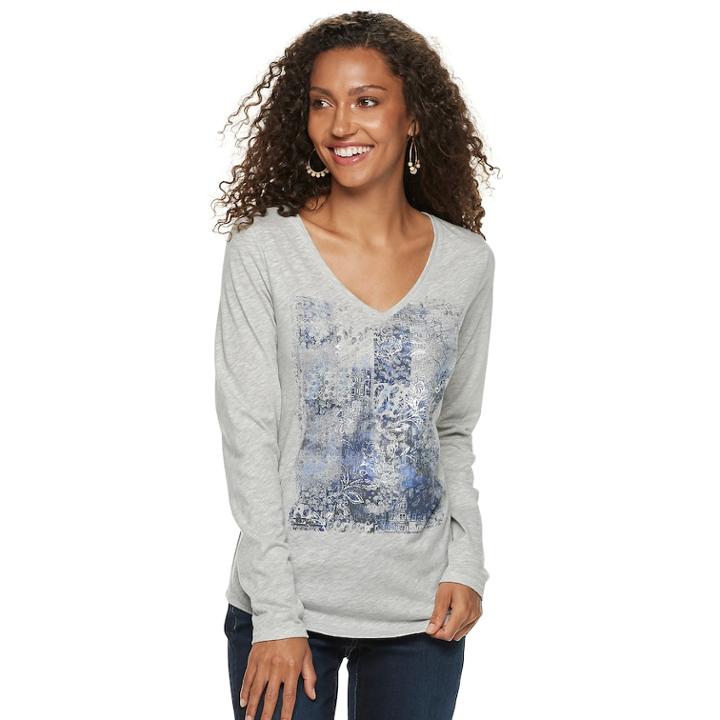 Women's Sonoma Goods For Life&trade; Essential V-neck Tee, Size: Large, Light Grey