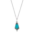 Tori Hill Sterling Silver Simulated Turquoise & Marcasite Geometric Pendant Necklace, Women's, Size: 18, Multicolor
