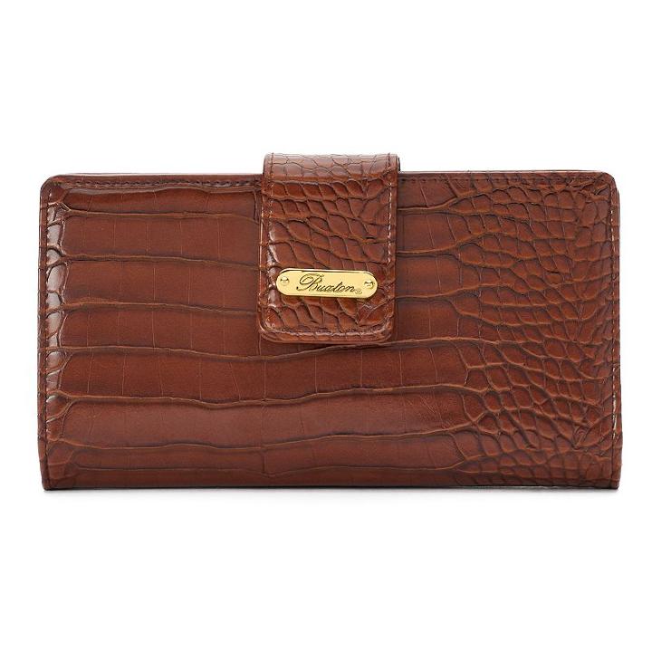 Buxton Nile Exotic Checkbook Organizer Superwallet, Women's, Brown