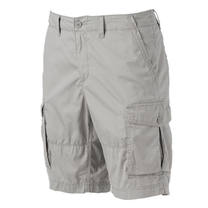 Men's Sonoma Goods For Life&trade; Lightweight Herringbone Solid Cargo Shorts, Size: 30, Med Grey