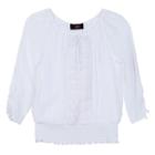 Girls 7-16 Iz Amy Byer 3/4-length Sleeve Smocked Gauze Peasant Top, Girl's, Size: Xl, White