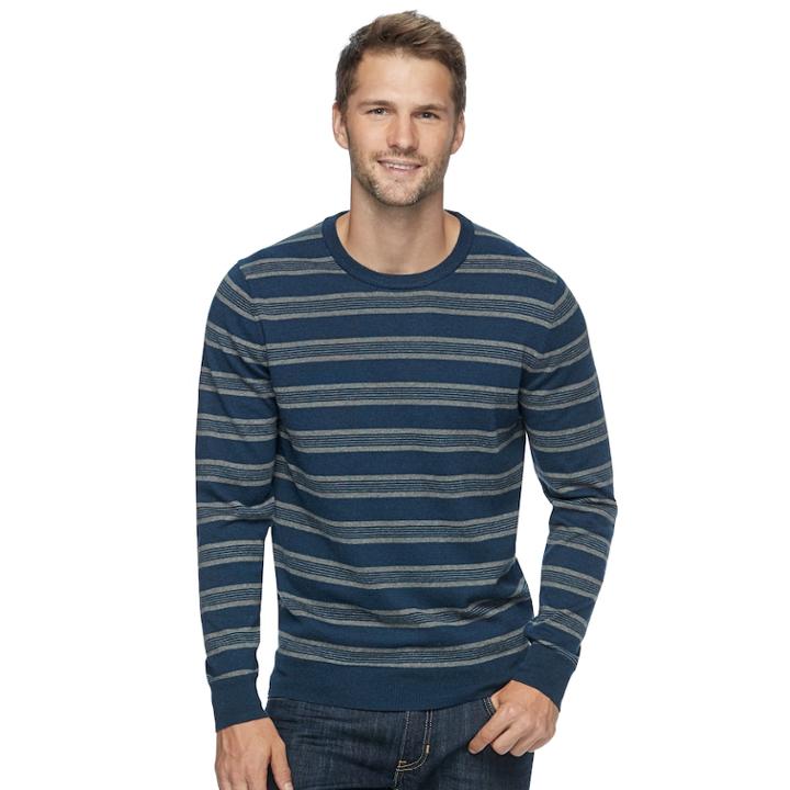 Men's Sonoma Goods For Life&trade; Coolmax Classic-fit Crewneck Sweater, Size: Large, Dark Blue