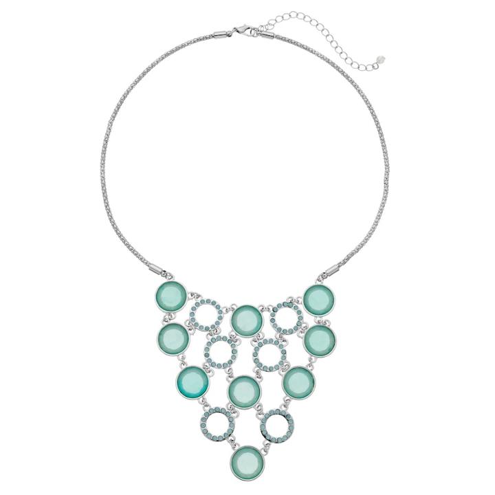Aqua Pave & Round Stone Statement Necklace, Women's, Turq/aqua