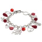 Love You More Heart Charm Toggle Bracelet, Women's, Red