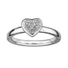 Stacks And Stones Sterling Silver Diamond Accent Heart Stack Ring, Women's, Size: 10, Grey