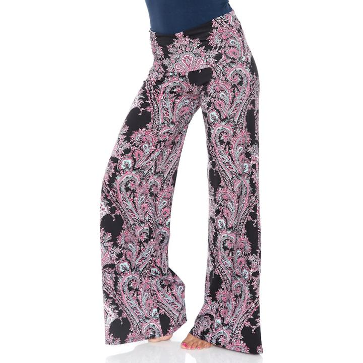 Women's White Mark Palazzo Pants, Size: Medium, Pink