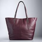 Simply Vera Vera Wang Langly Studded Leather Tote, Women's, Dark Pink