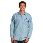 Men's Antigua Kansas State Wildcats Chambray Button-down Shirt, Size: Small, Med Blue