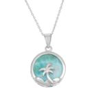 Larimar Sterling Silver Palm Tree Disc Pendant Necklace, Women's, Size: 18, Blue