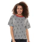 Disney's Mickey & Minnie Mouse Juniors' All-over Graphic Tee, Teens, Size: Medium, Dark Grey