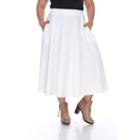 Plus Size White Mark Pleated Midi Skirt, Women's, Size: 3xl