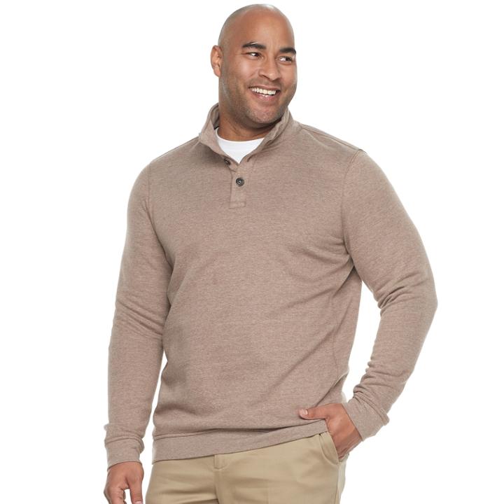 Big & Tall Croft & Barrow&reg; Classic-fit Easy-care Fleece Mockneck Pullover, Men's, Size: Xl Tall, Lt Brown