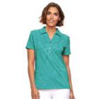 Women's Caribbean Joe Jacquard Polo, Size: Small, Turquoise/blue (turq/aqua)