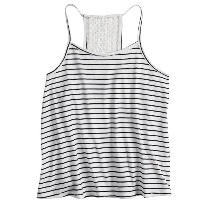 Girls 7-16 & Plus Size So&reg; Printed Crochet Tank, Size: 18 1/2, White