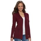 Juniors' So&reg; Rib Sleeve Open Front Cardigan, Teens, Size: Medium, Dark Pink