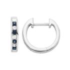14k White Gold 1/10 Carat T.w. Diamond & Sapphire Hoop Earrings, Women's, Blue