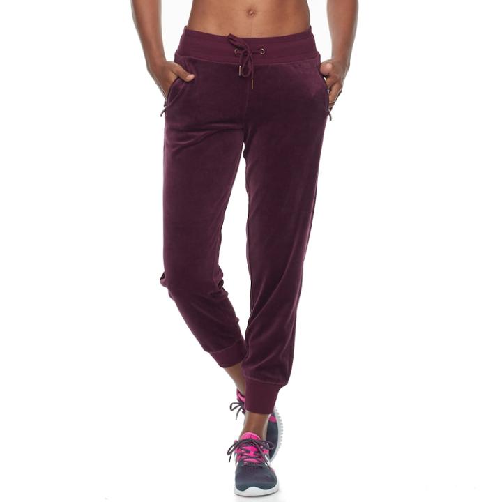 Women's Tek Gear&reg; Velour Jogger Pants, Size: Medium, Drk Purple