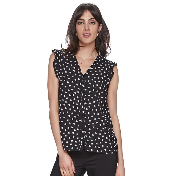 Women's Elle&trade; Flutter Top, Size: Medium, Black
