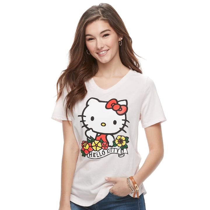 Juniors' Hello Kitty&reg; Classic V-neck Tee, Teens, Size: Xs, Light Pink