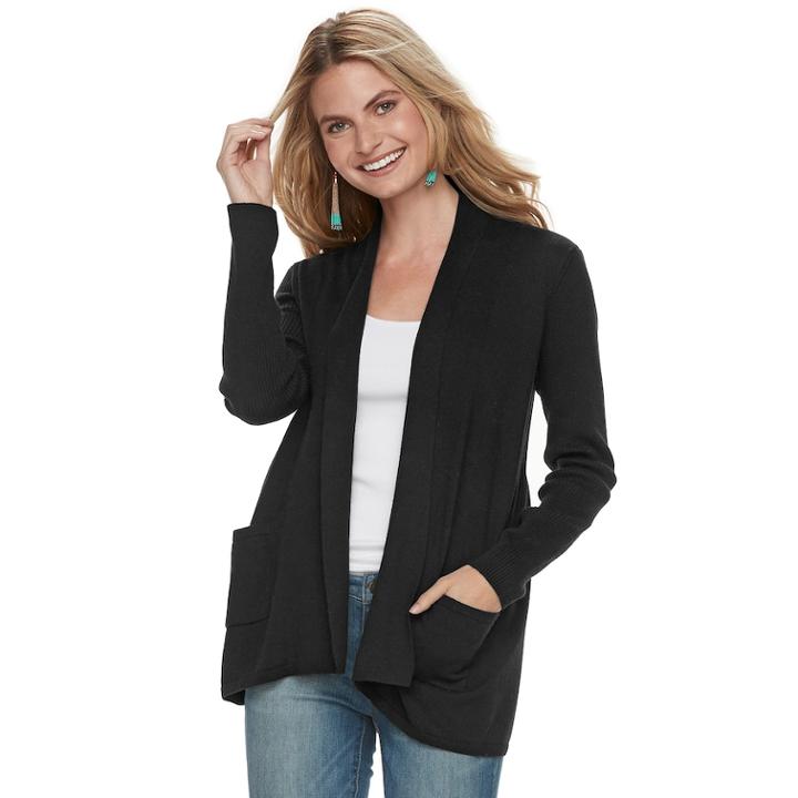 Women's Sonoma Goods For Life&trade; Shawl Collar Cardigan, Size: Xxl, Black