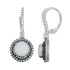 Sterling Silver Lab-created Opal, Blue Spinel & White Sapphire Circle Drop Earrings, Women's