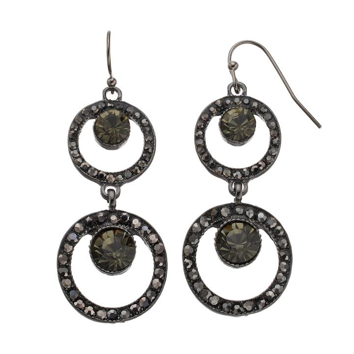 Faceted Stone Round Double Drop Earrings, Women's, Pink