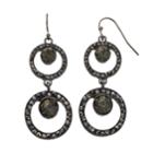 Faceted Stone Round Double Drop Earrings, Women's, Pink