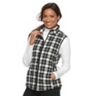 Women's Croft & Barrow&reg; Quilted Plaid Vest, Size: Xs, Black