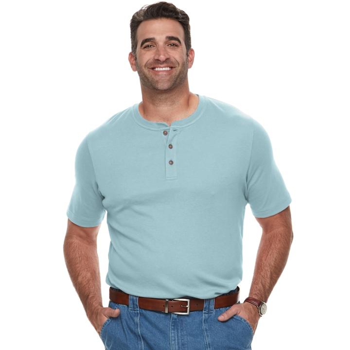 Big & Tall Croft & Barrow&reg; Classic-fit Easy-care Interlock Henley, Men's, Size: Xxl Tall, Blue (navy)