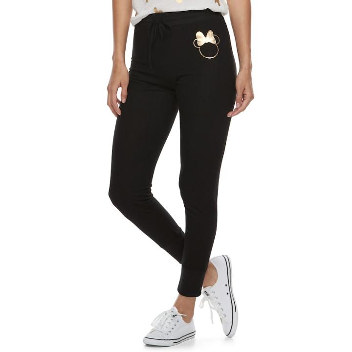 Disney's Minnie Mouse Juniors' Foiled Jogger Pants, Teens, Size: Xs, Black