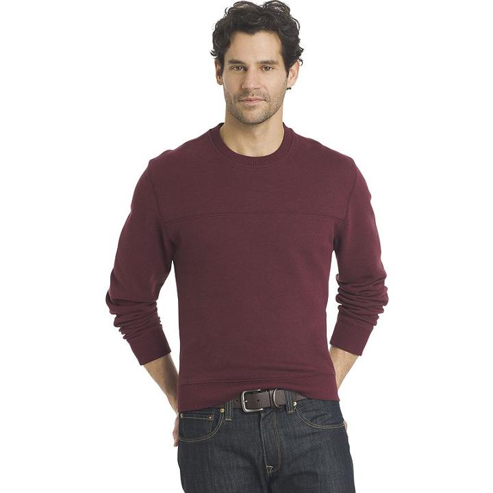 Men's Arrow Classic-fit Sueded-fleece Crewneck Top, Size: Large, Dark Red